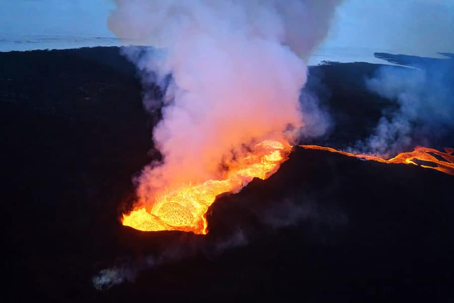 Flying over Erupting Volcanoes