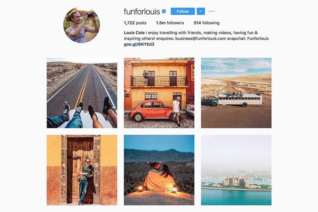 Travel with Louis on Instagram